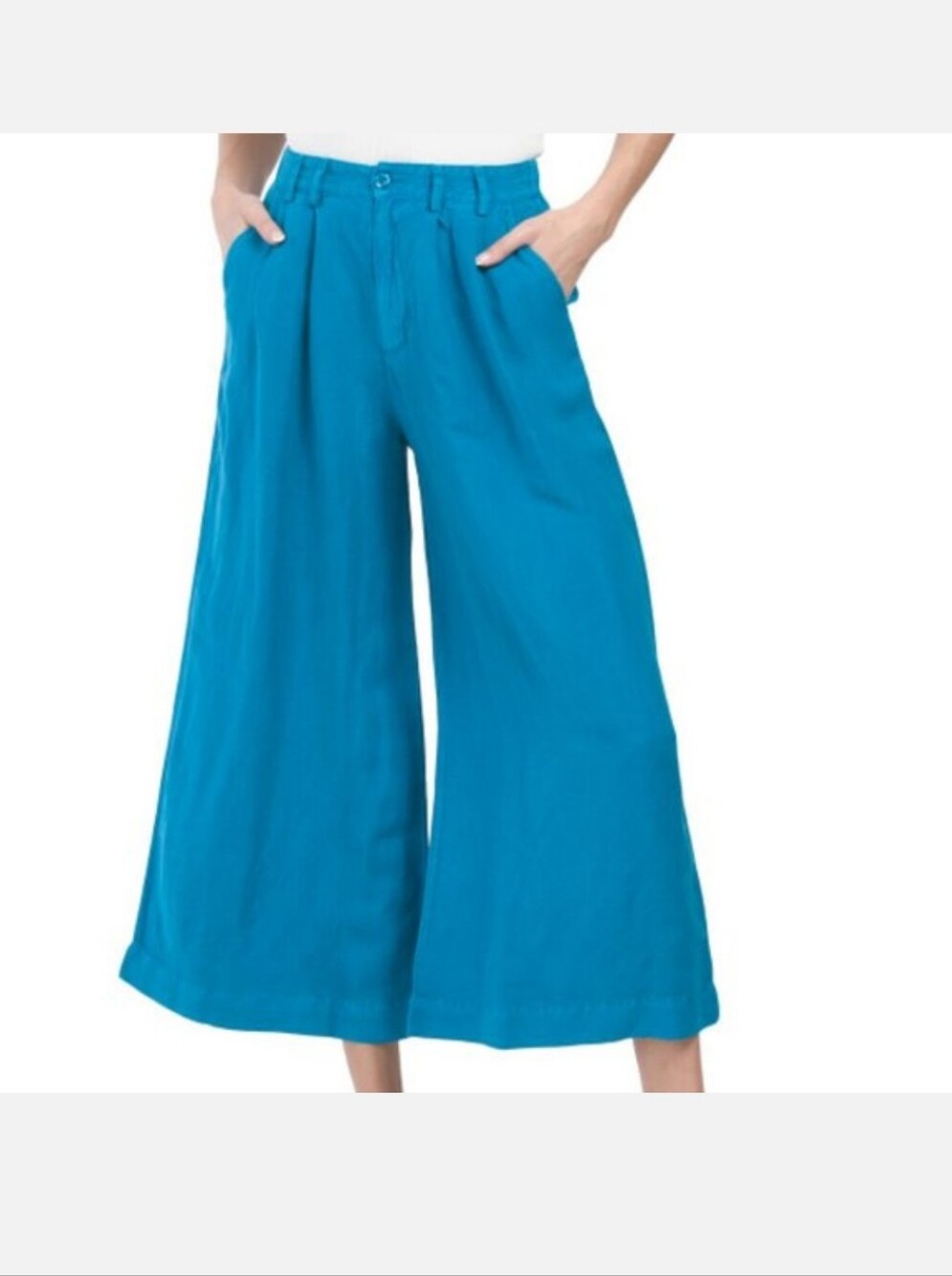 NWOT Young, Fabulous & Broke "Calvin" Cropped Trousers in Aqua Pigment Small